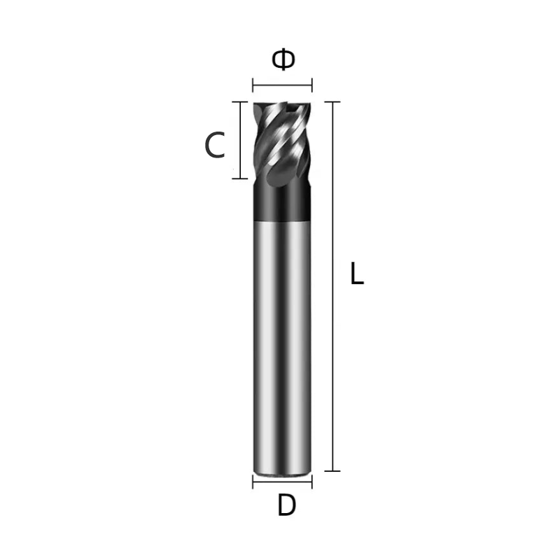 China Tungsten Carbide End Mill, HRC70 short edge milling cutter, tungsten carbide 4-edge coated short edge cutter Shandong Denso Pricision Tools Co.,Ltd.